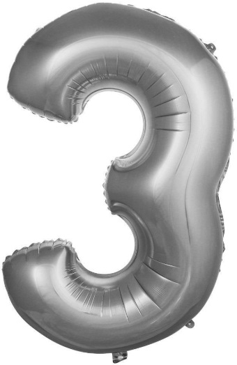 3 - RAKAM 40 İNC GÜMÜŞ RENK BALON 100 CM balon
