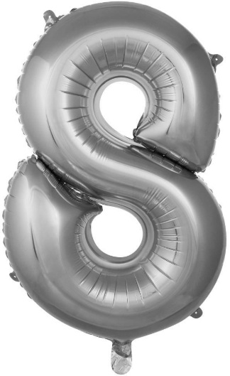 8 - RAKAM 40 İNC GÜMÜŞ RENK BALON 100 CM balon