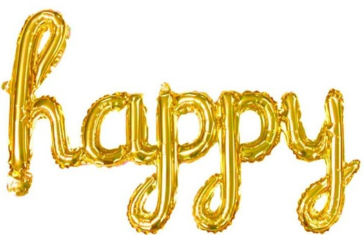 TEKLİ EL YAZILI HAPPY GOLD RENK FOLYO BALON balon