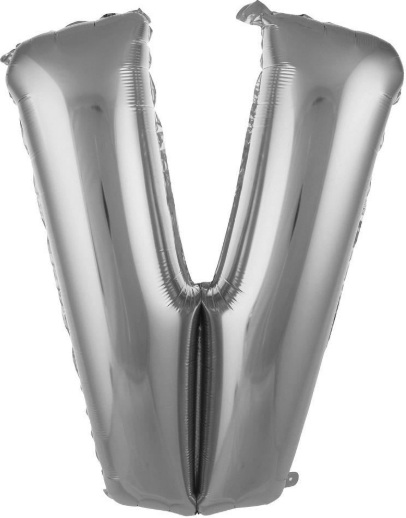 V - HARF 16 İNC GÜMÜŞ RENK BALON 36 CM balon